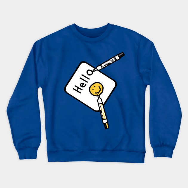 Hello Sign with Marker Pens Crewneck Sweatshirt by ellenhenryart